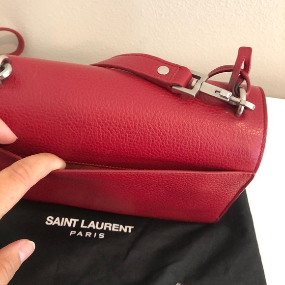 🇫🇷 Saint Laurent Sunset red leather satchel bag - Picture 11 of 15